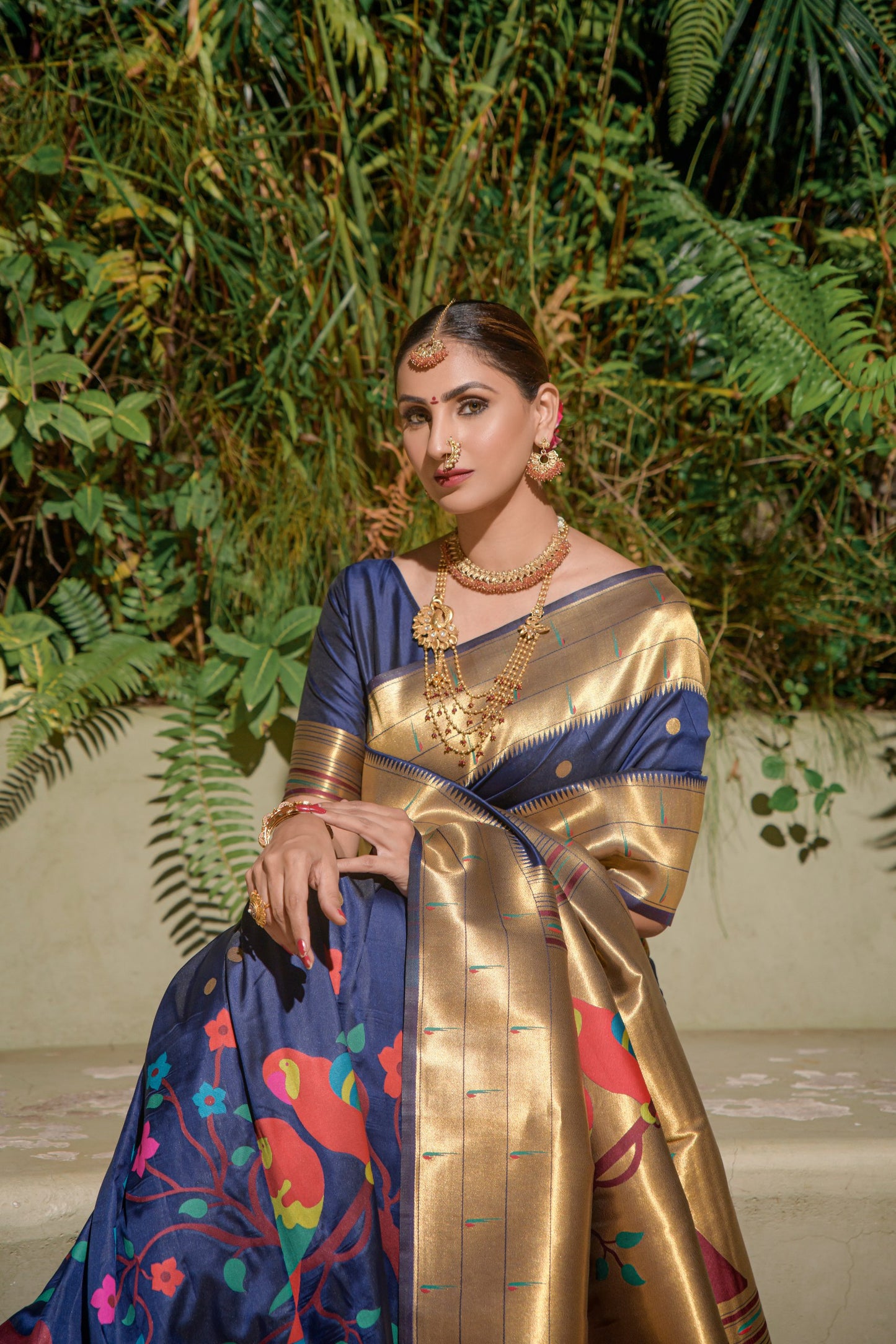 LUXURIOUS PAITHANI PURE SILK HANDLOOM SAREE WITH PURE GOLD ZARI