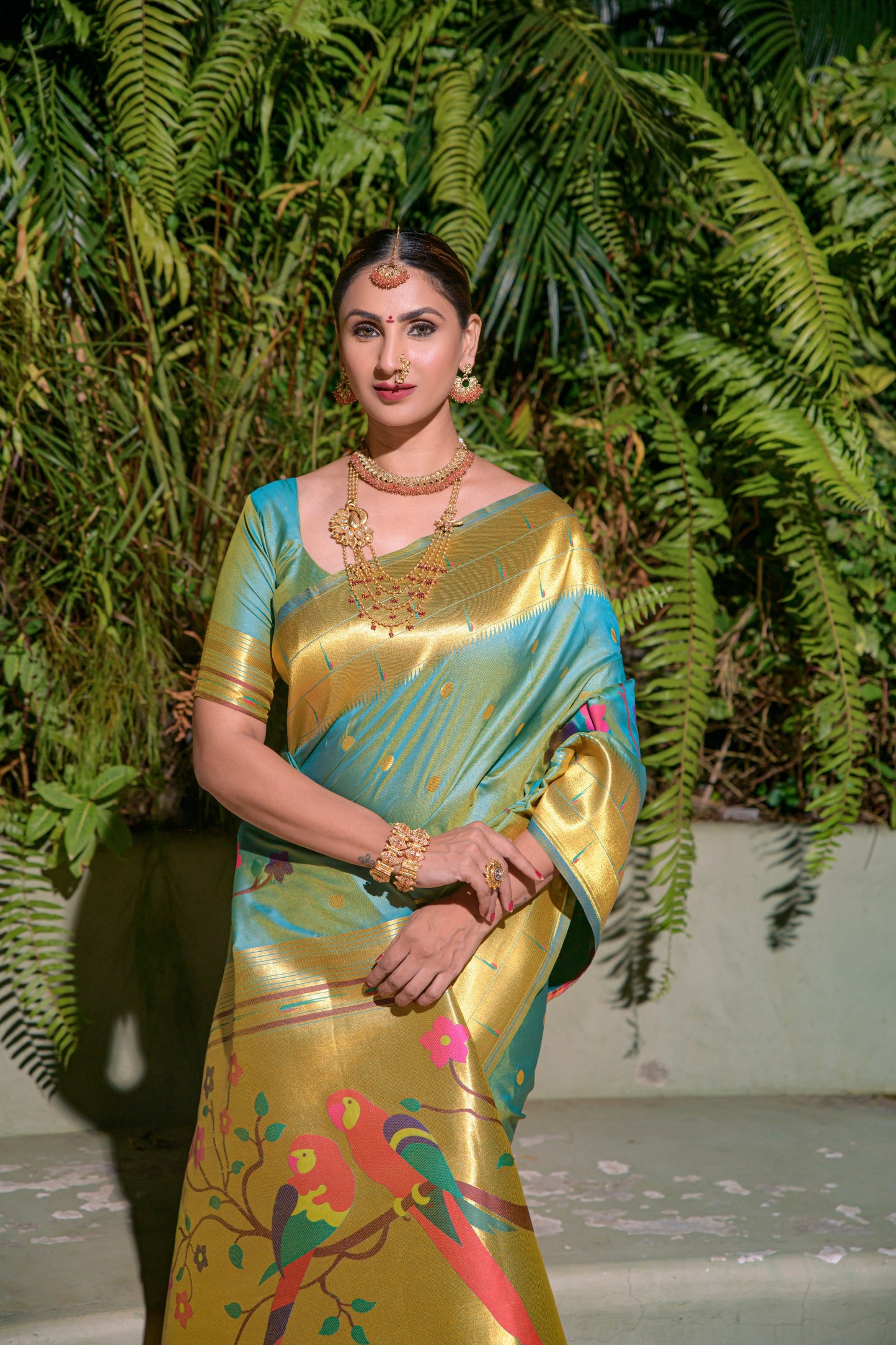 LUXURIOUS PAITHANI PURE SILK HANDLOOM SAREE WITH PURE GOLD ZARI
