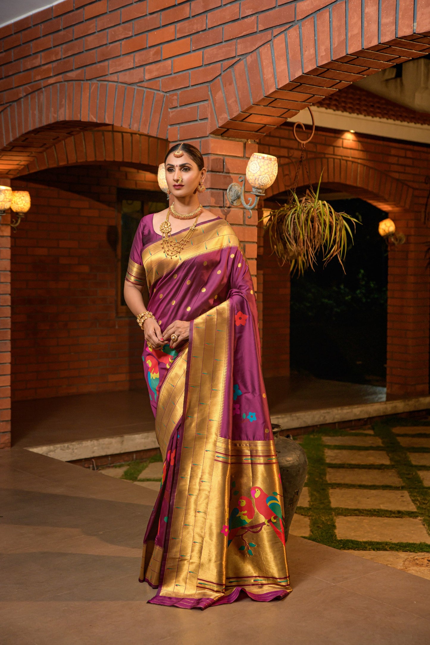 LUXURIOUS PAITHANI PURE SILK HANDLOOM SAREE WITH PURE GOLD ZARI