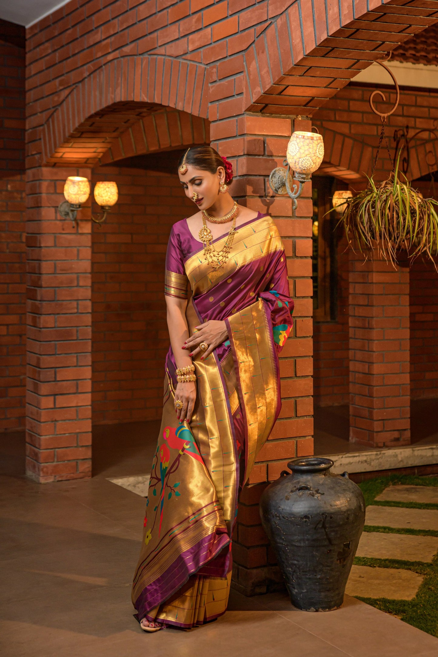 LUXURIOUS PAITHANI PURE SILK HANDLOOM SAREE WITH PURE GOLD ZARI