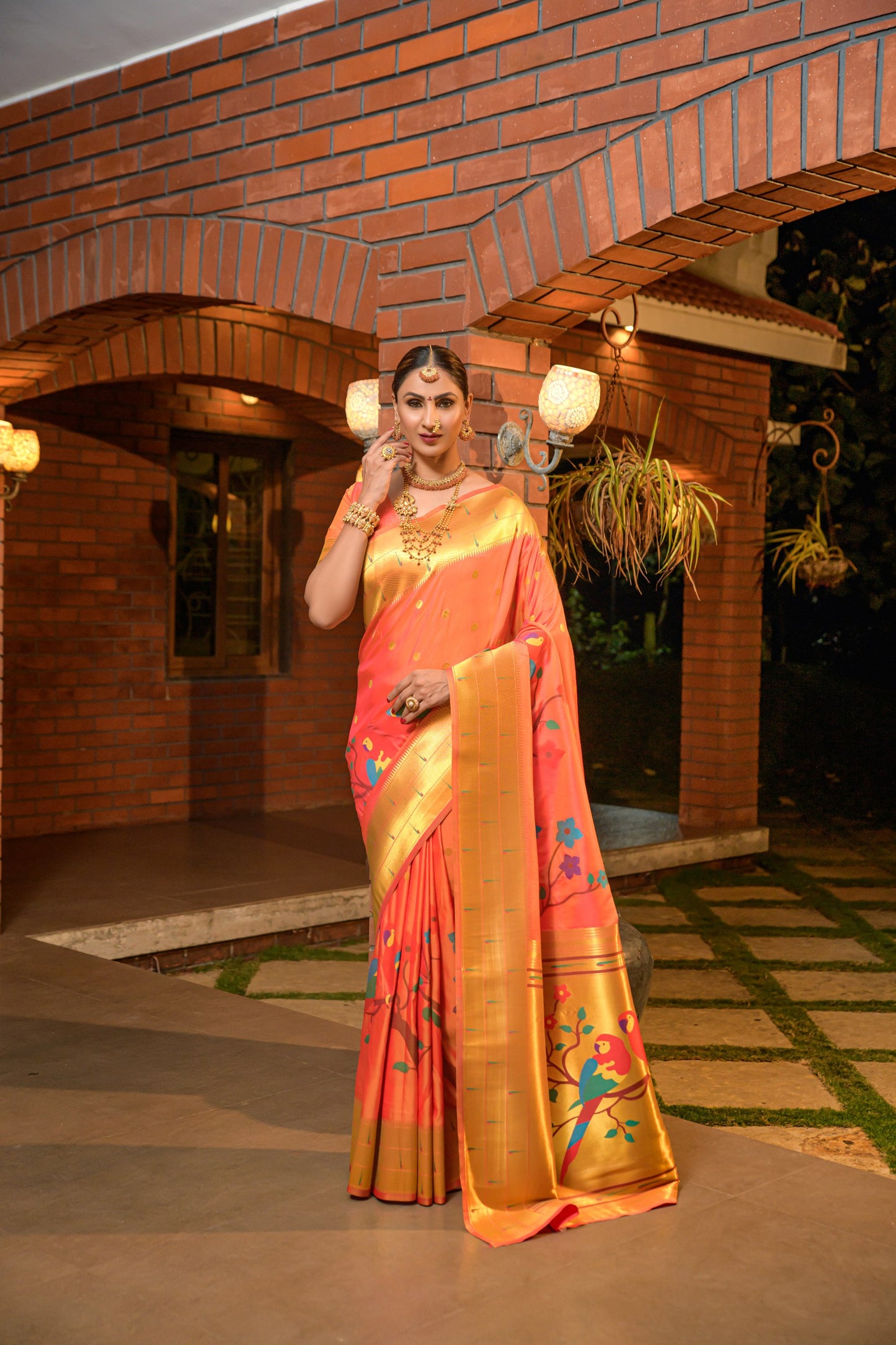 LUXURIOUS PAITHANI PURE SILK HANDLOOM SAREE WITH PURE GOLD ZARI
