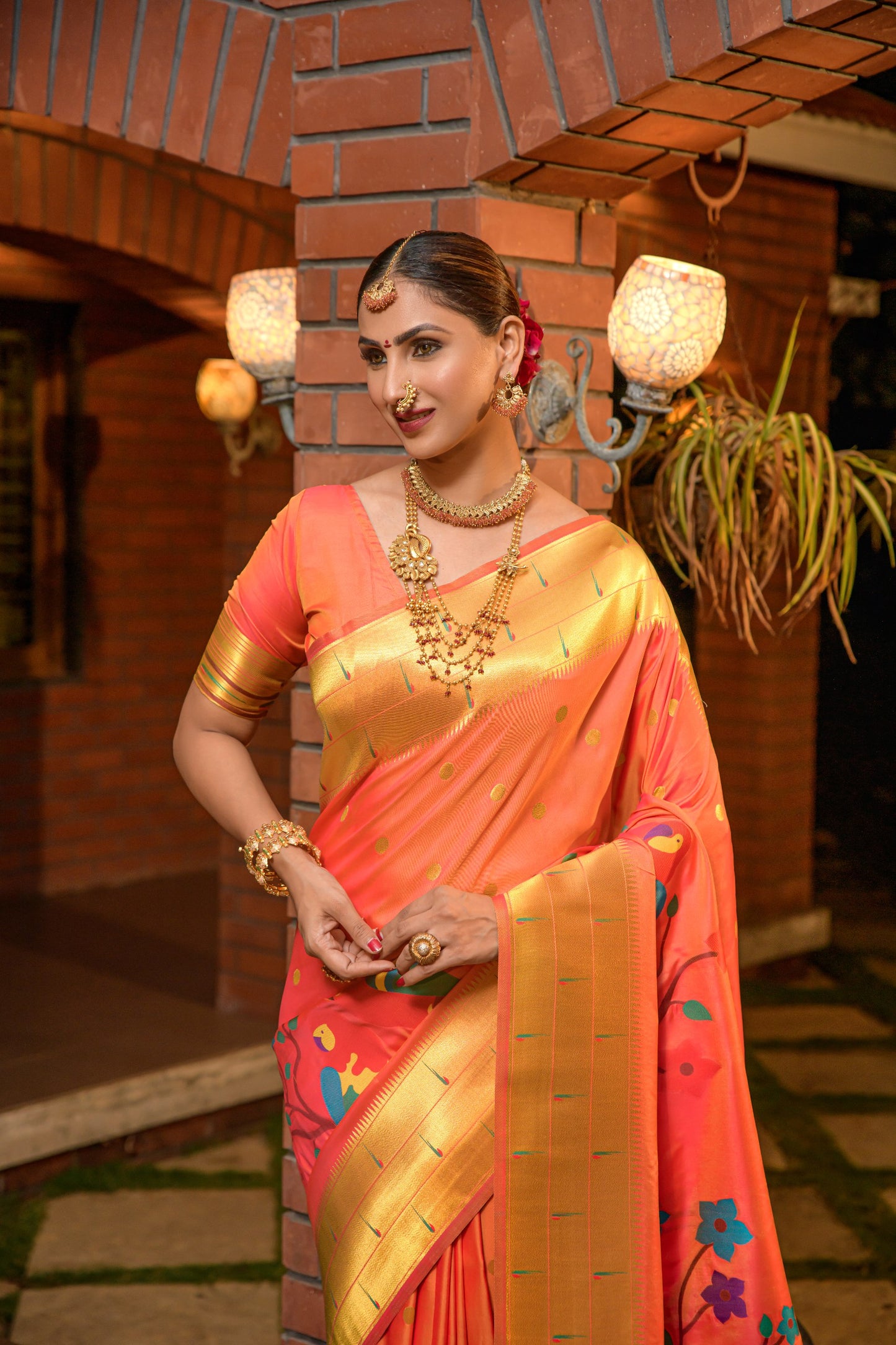 LUXURIOUS PAITHANI PURE SILK HANDLOOM SAREE WITH PURE GOLD ZARI