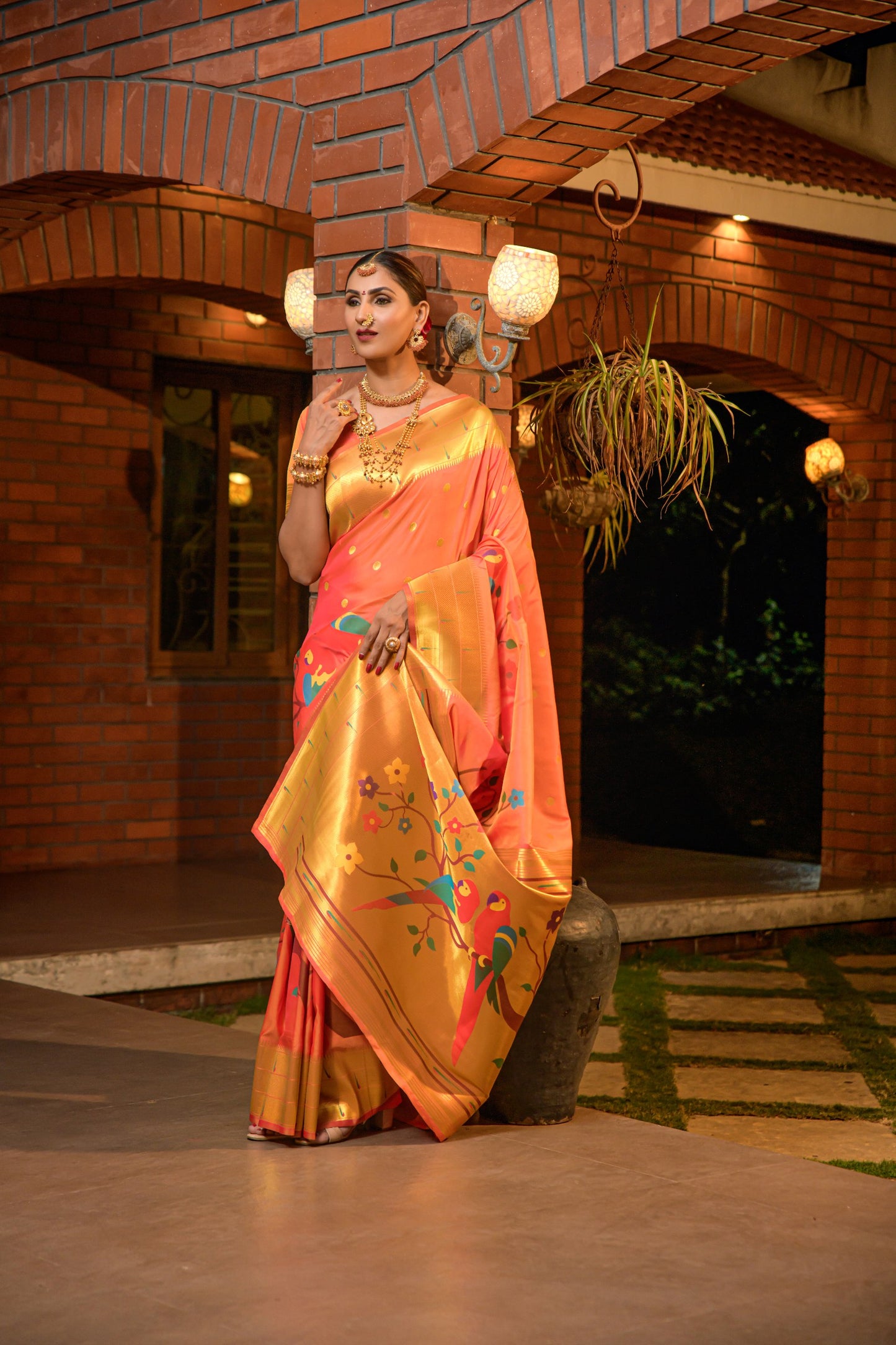 LUXURIOUS PAITHANI PURE SILK HANDLOOM SAREE WITH PURE GOLD ZARI