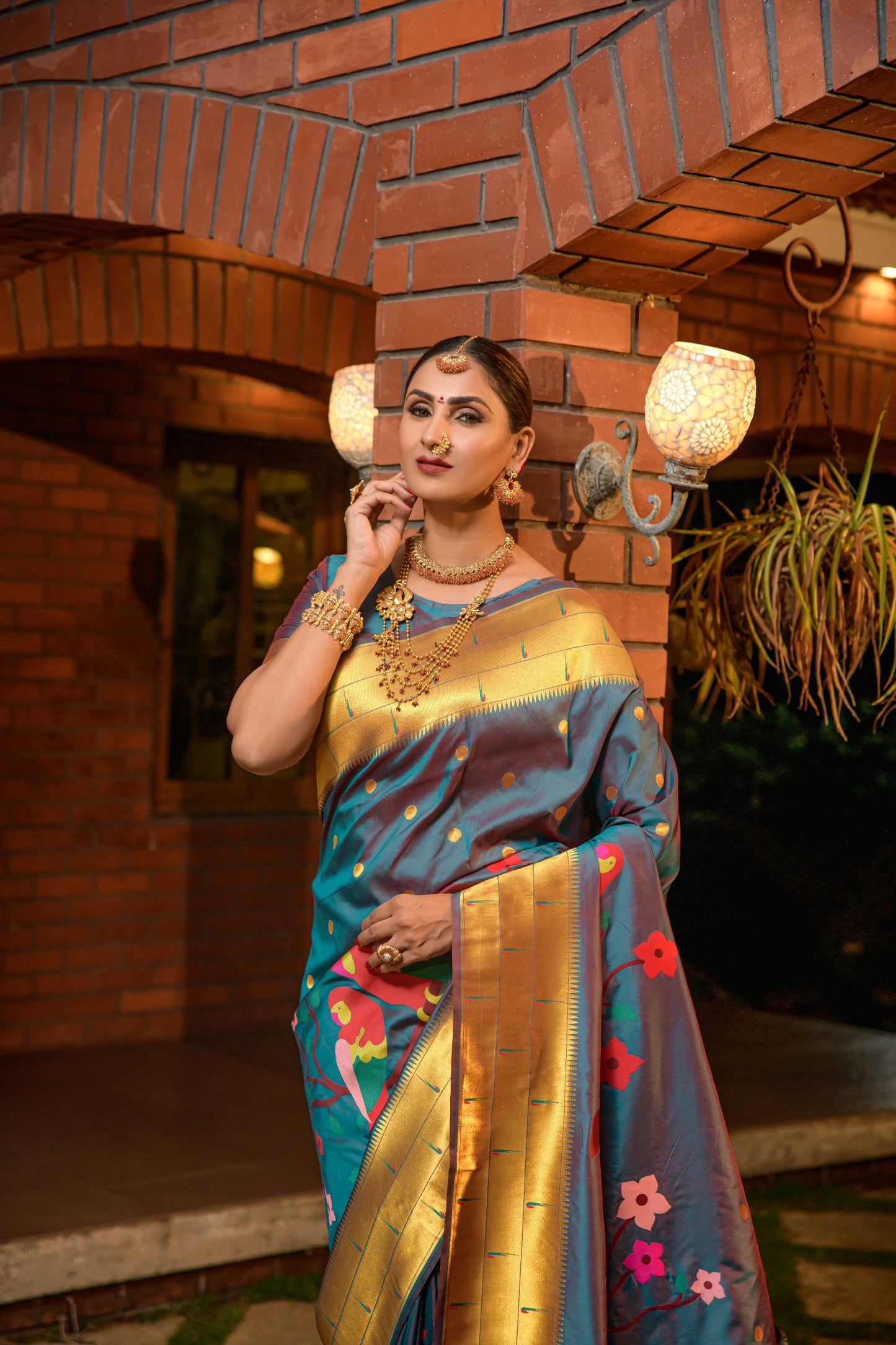 LUXURIOUS PAITHANI PURE SILK HANDLOOM SAREE WITH PURE GOLD ZARI