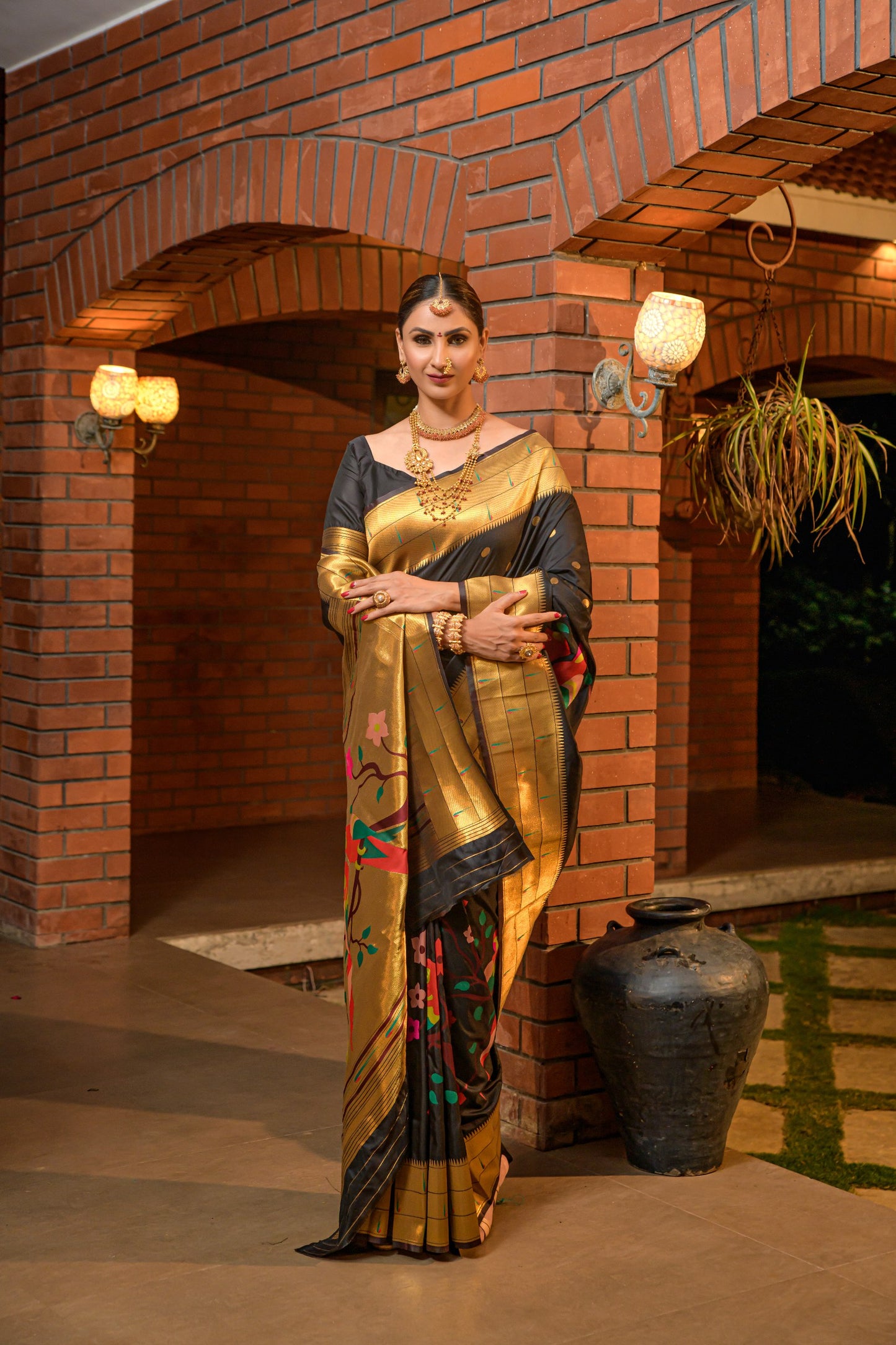 LUXURIOUS PAITHANI PURE SILK HANDLOOM SAREE WITH PURE GOLD ZARI
