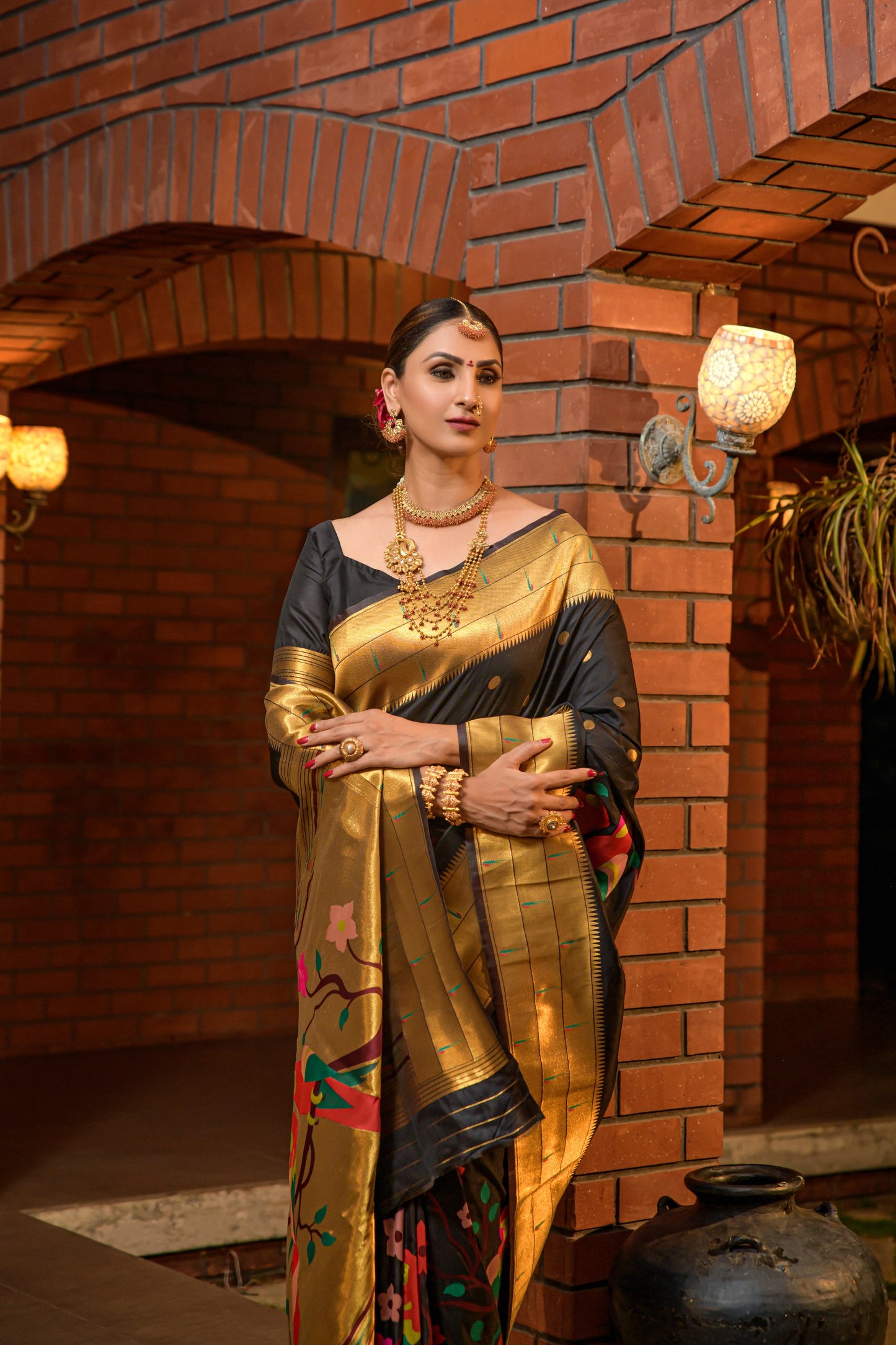 LUXURIOUS PAITHANI PURE SILK HANDLOOM SAREE WITH PURE GOLD ZARI