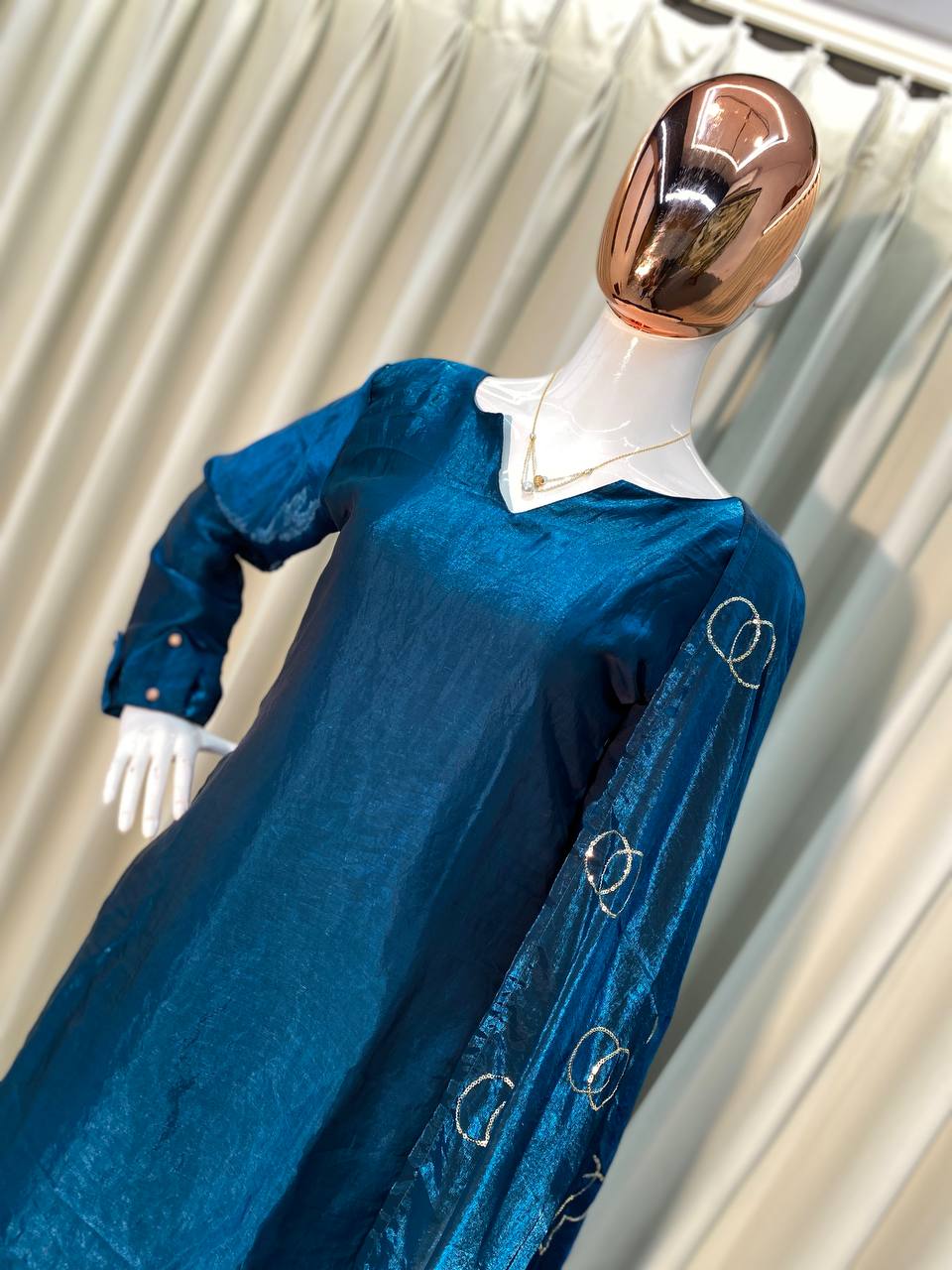 EXCLUSIVE DESIGNER FARSI SALWAR SUIT IN PREMIUM FENDI SILK WITH EMBROIDERED DUPATTA