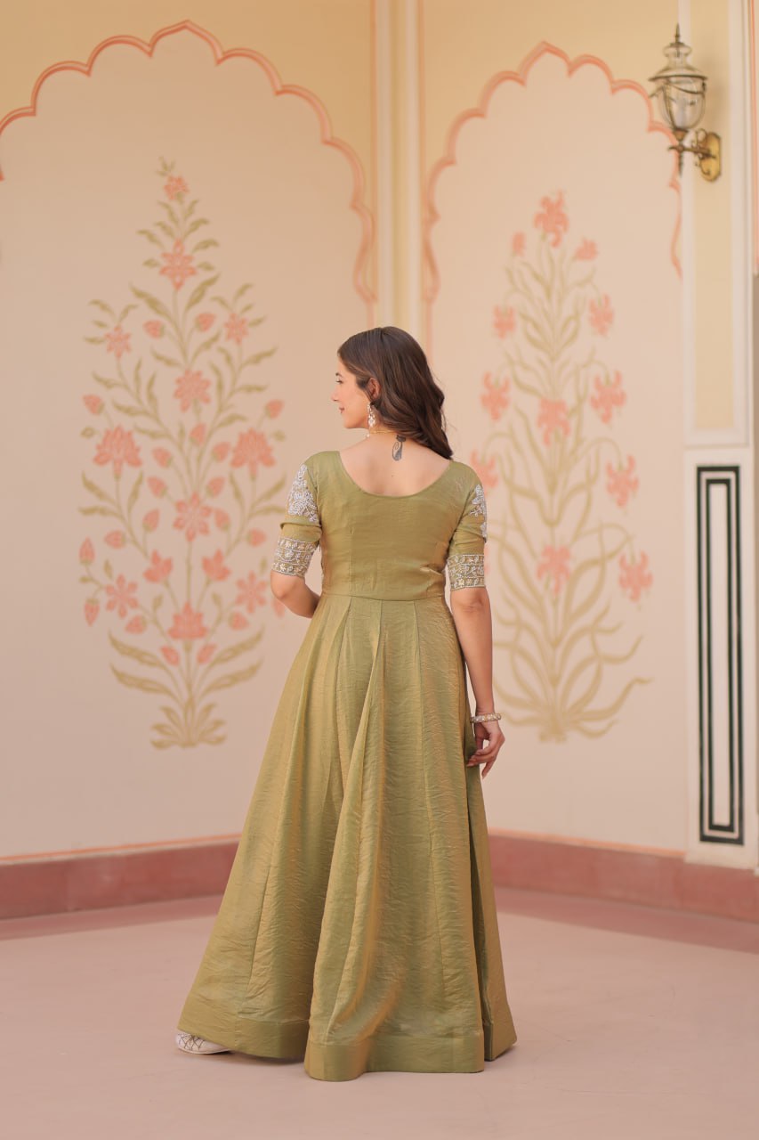 FENDY EMBROIDERED GOWN FOR WOMEN WITH BEADS WORK AND KALI PATTERN STITCHING