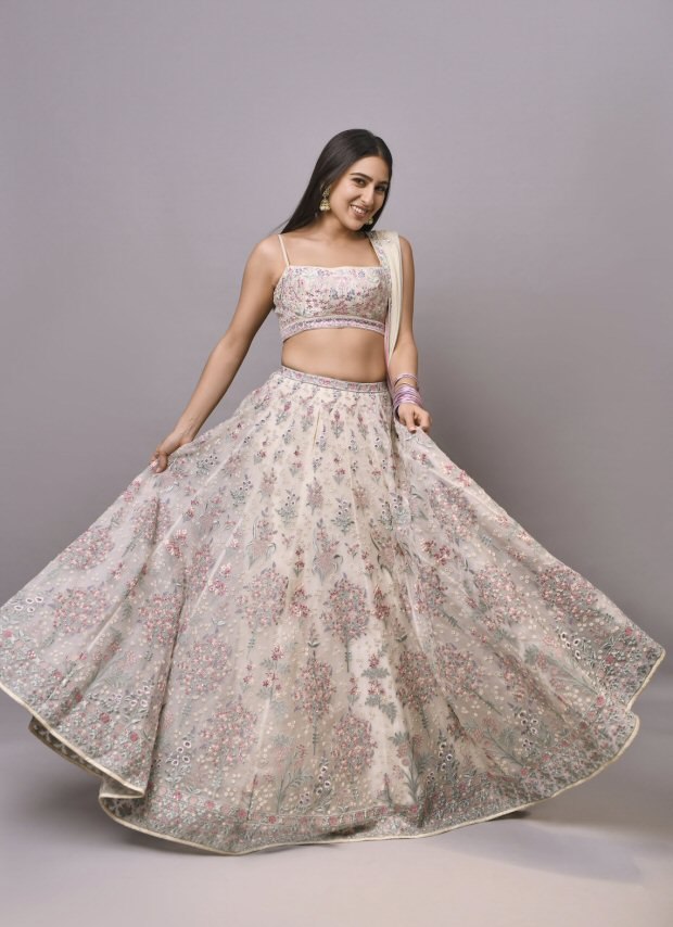 LUXURY FAUX GEORGETTE LEHENGA SET WITH HEAVY THREAD & SEQUIN EMBROIDERY