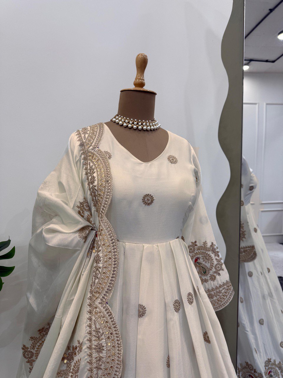 BUY STUNNING DESIGNER GOWN IN CHINON SILK WITH SEQUINS & CODING WORK – INCLUDES MATCHING DUPATTA