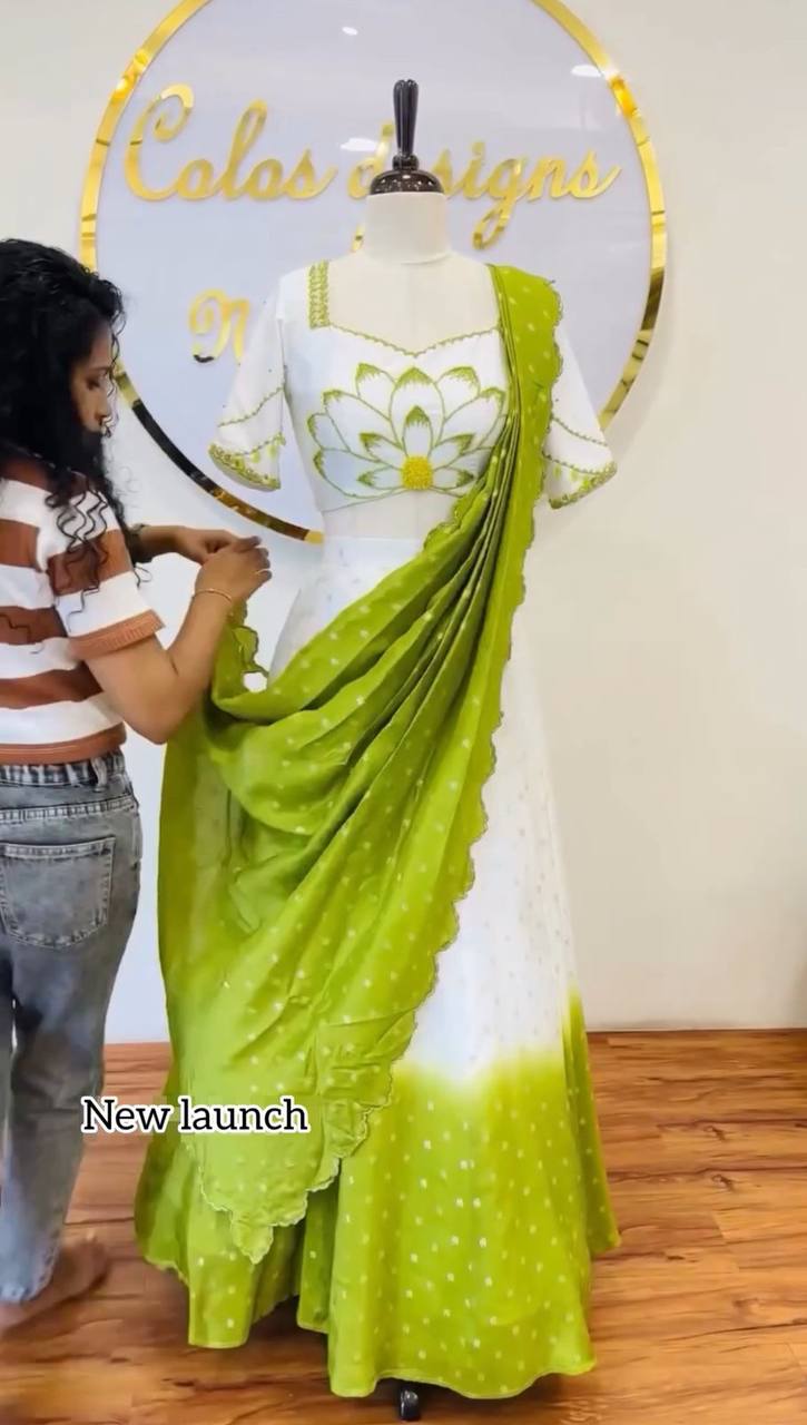 CHINON DIGITAL PRINT LEHENGA CHOLI SET WITH HANDWORK
