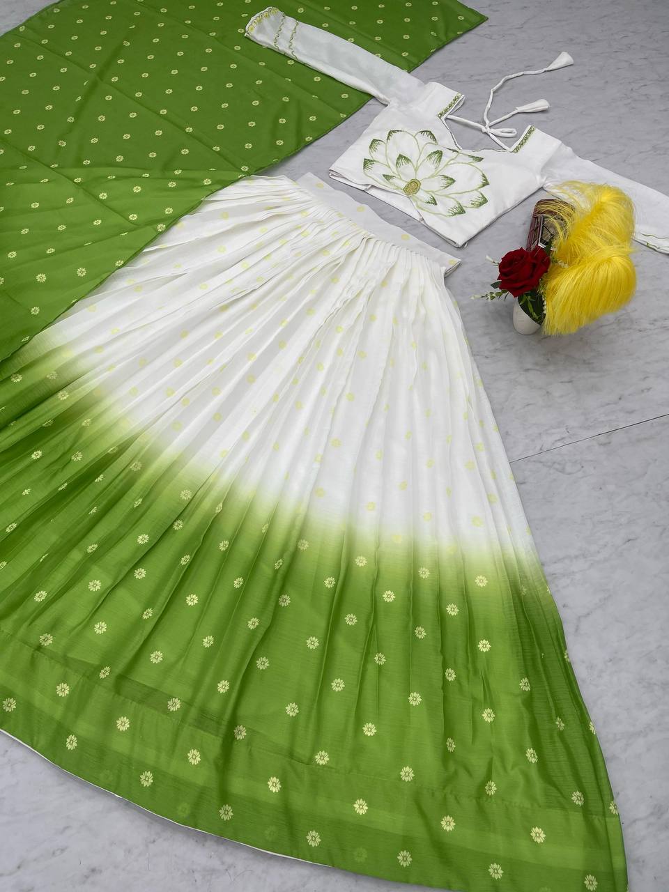 CHINON DIGITAL PRINT LEHENGA CHOLI SET WITH HANDWORK