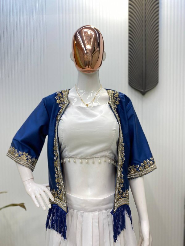 NEW THREE-PIECE WESTERN READY-TO-WEAR DRAPED DHOTI SET WITH EMBROIDERED KOTI
