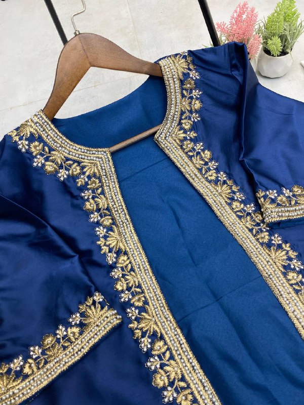 NEW THREE-PIECE WESTERN READY-TO-WEAR DRAPED DHOTI SET WITH EMBROIDERED KOTI