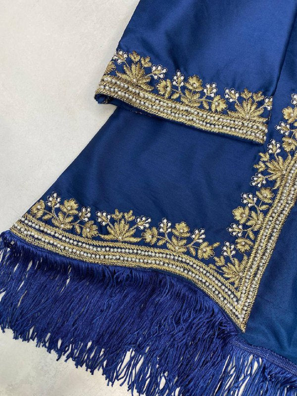 NEW THREE-PIECE WESTERN READY-TO-WEAR DRAPED DHOTI SET WITH EMBROIDERED KOTI
