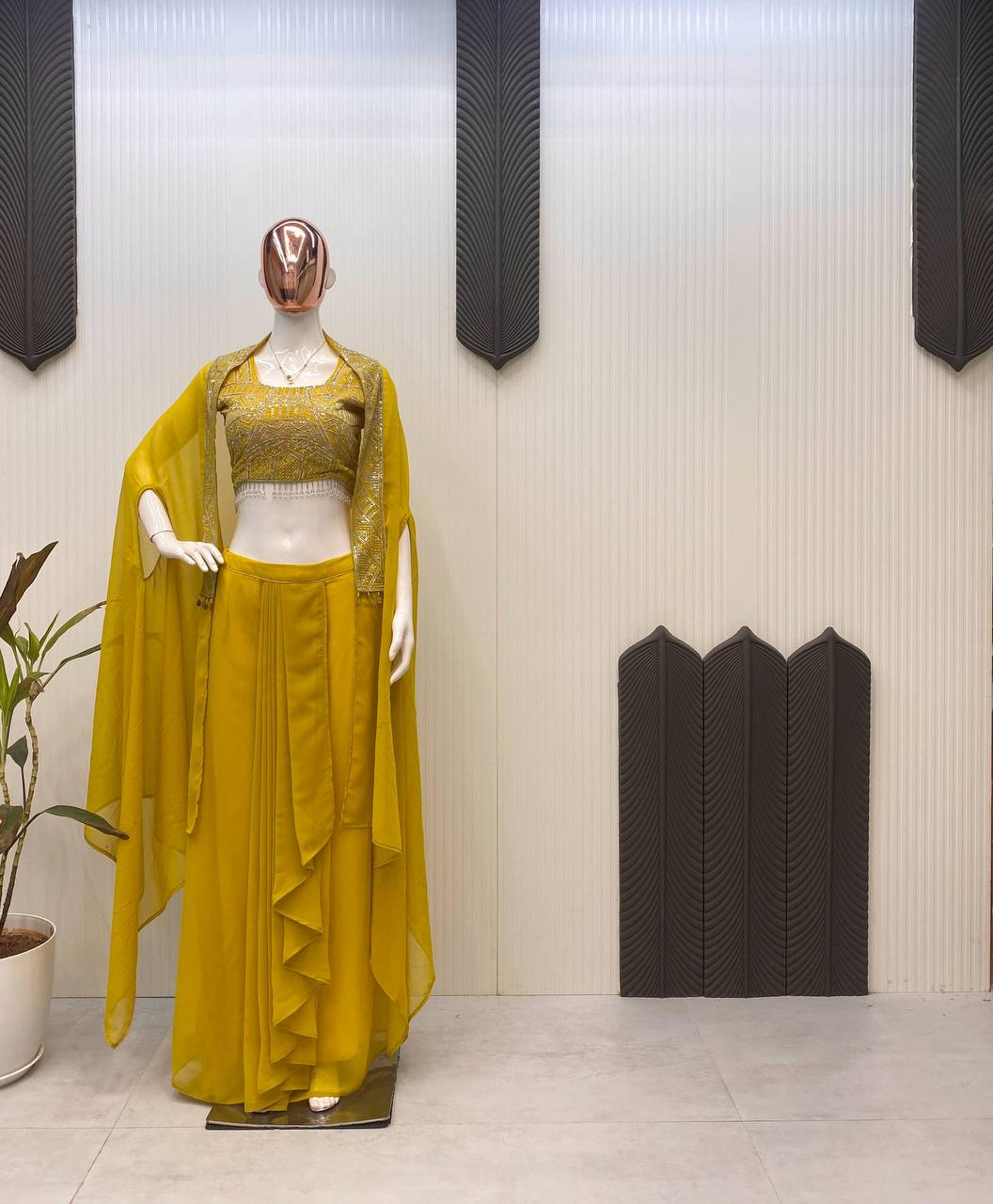 NEW DESIGNER INDO-WESTERN THREE PIECE READY TO WEAR DHOTI SET WITH BLOUSE & KOTI