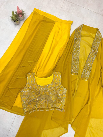 NEW DESIGNER INDO-WESTERN THREE PIECE READY TO WEAR DHOTI SET WITH BLOUSE & KOTI