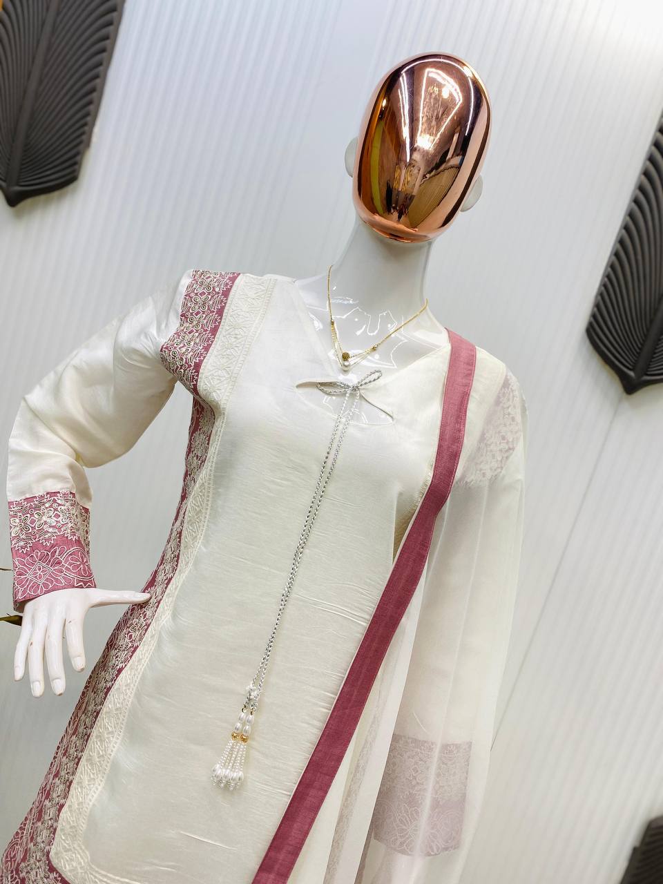 TRENDING ROMAN SILK KURTA AND FARSHI SALWAAR SET WITH EMBROIDERED GEORGETTE DUPATTA