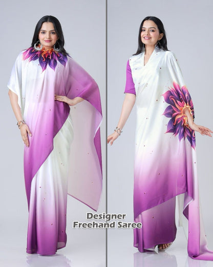READY-TO-WEAR JAPAN SATIN PRINTED SAREE – MODERN, ELEGANT & AFFORDABLE