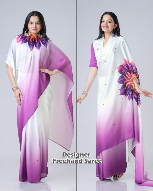 READY-TO-WEAR JAPAN SATIN PRINTED SAREE – MODERN, ELEGANT & AFFORDABLE