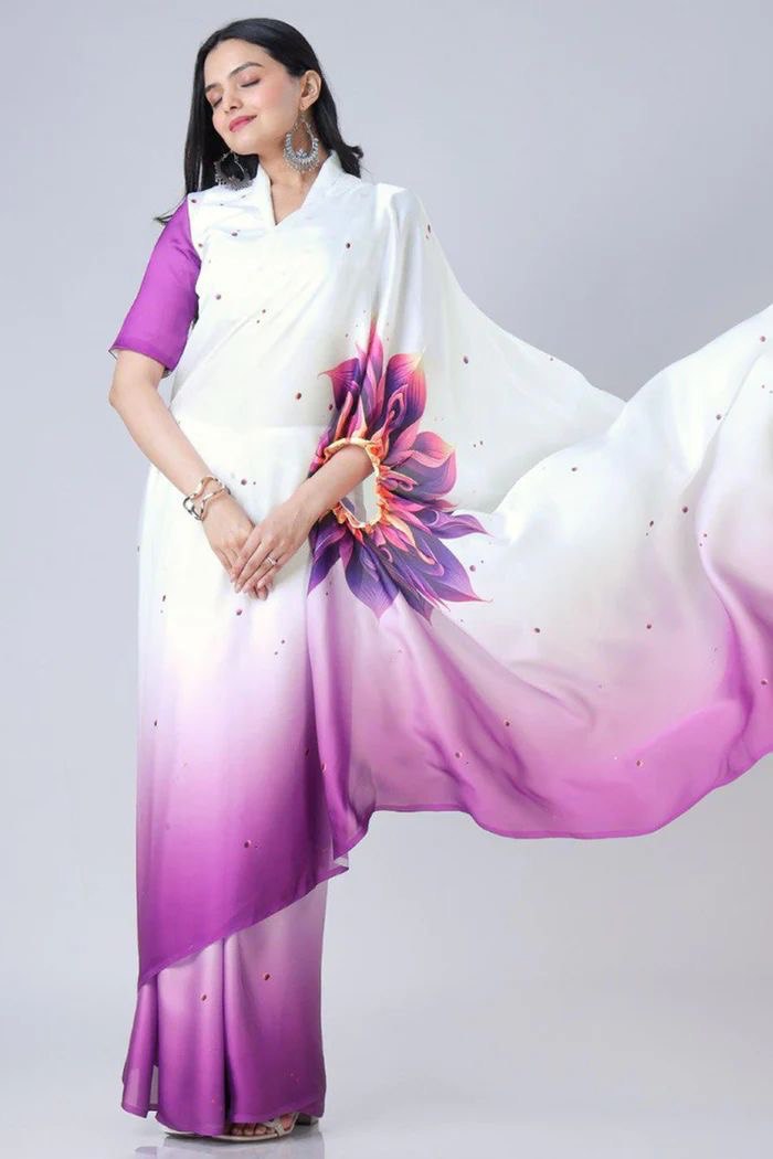 READY-TO-WEAR JAPAN SATIN PRINTED SAREE – MODERN, ELEGANT & AFFORDABLE