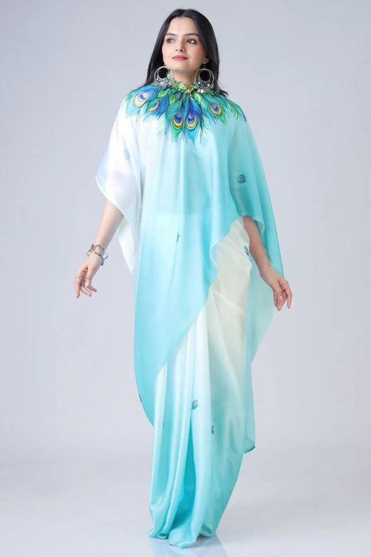 READY-TO-WEAR JAPAN SATIN PRINTED SAREE – MODERN, ELEGANT &amp; AFFORDABLE