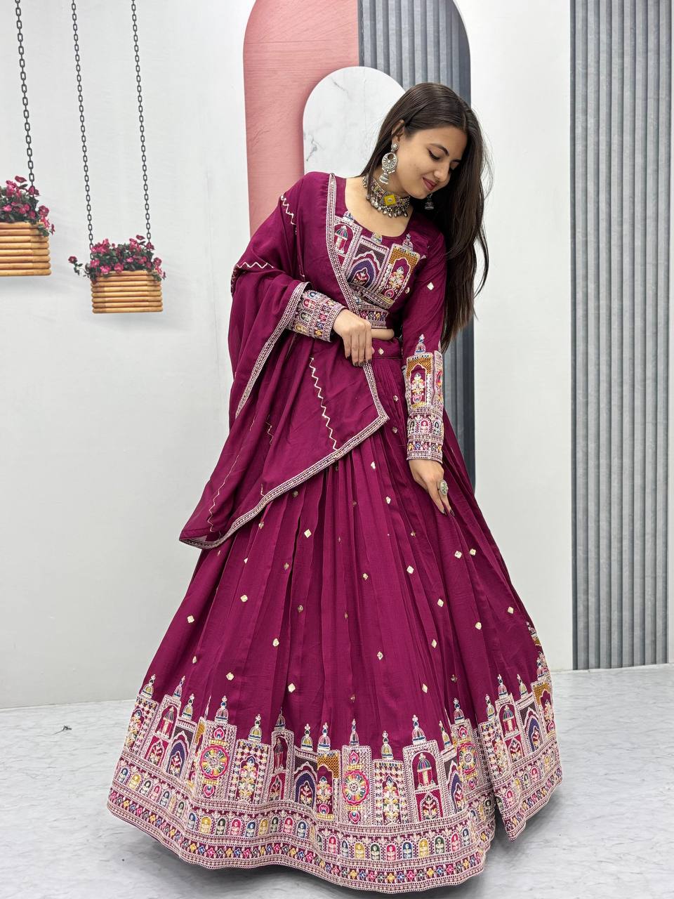 PREMIUM PURE VICHTRA LEHENGA CHOLI SET WITH HEAVY EMBROIDERY & SEQUENCE WORK