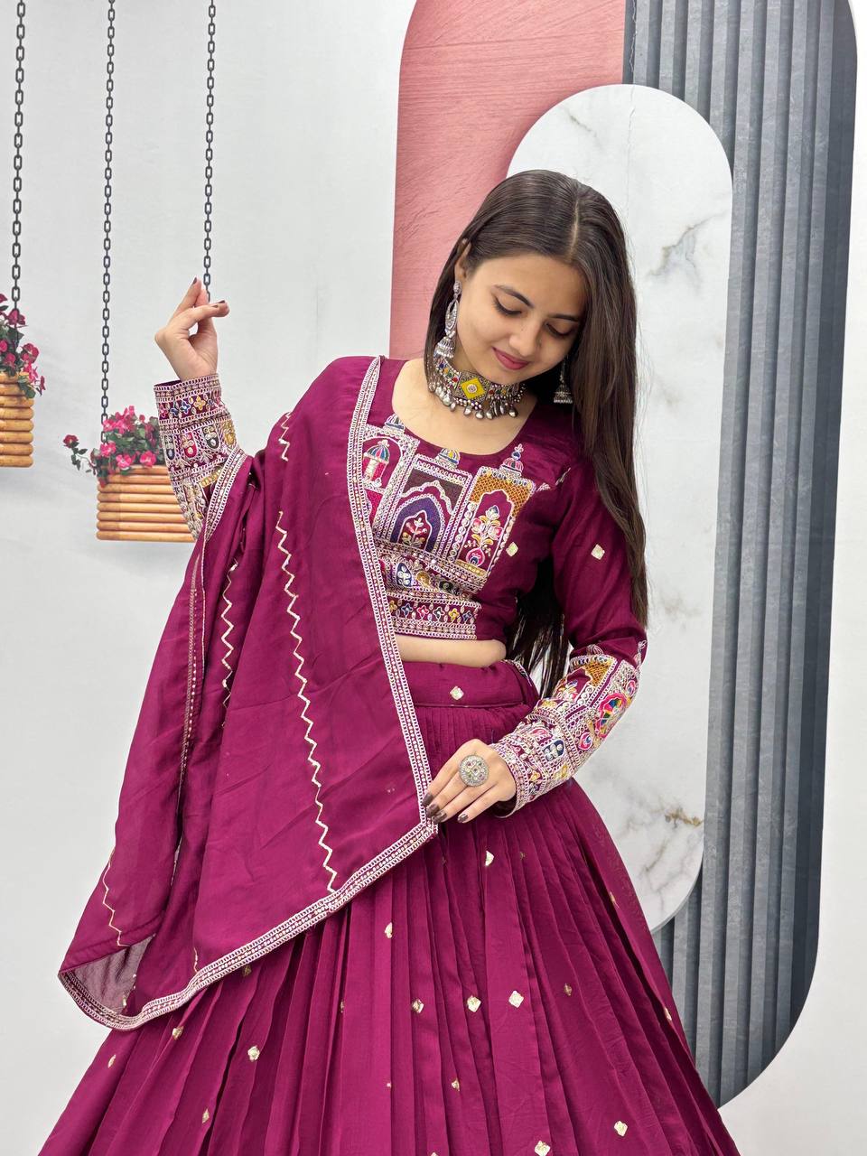 PREMIUM PURE VICHTRA LEHENGA CHOLI SET WITH HEAVY EMBROIDERY & SEQUENCE WORK