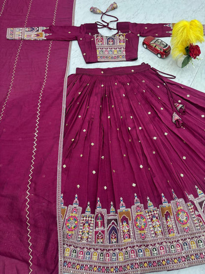 PREMIUM PURE VICHTRA LEHENGA CHOLI SET WITH HEAVY EMBROIDERY & SEQUENCE WORK