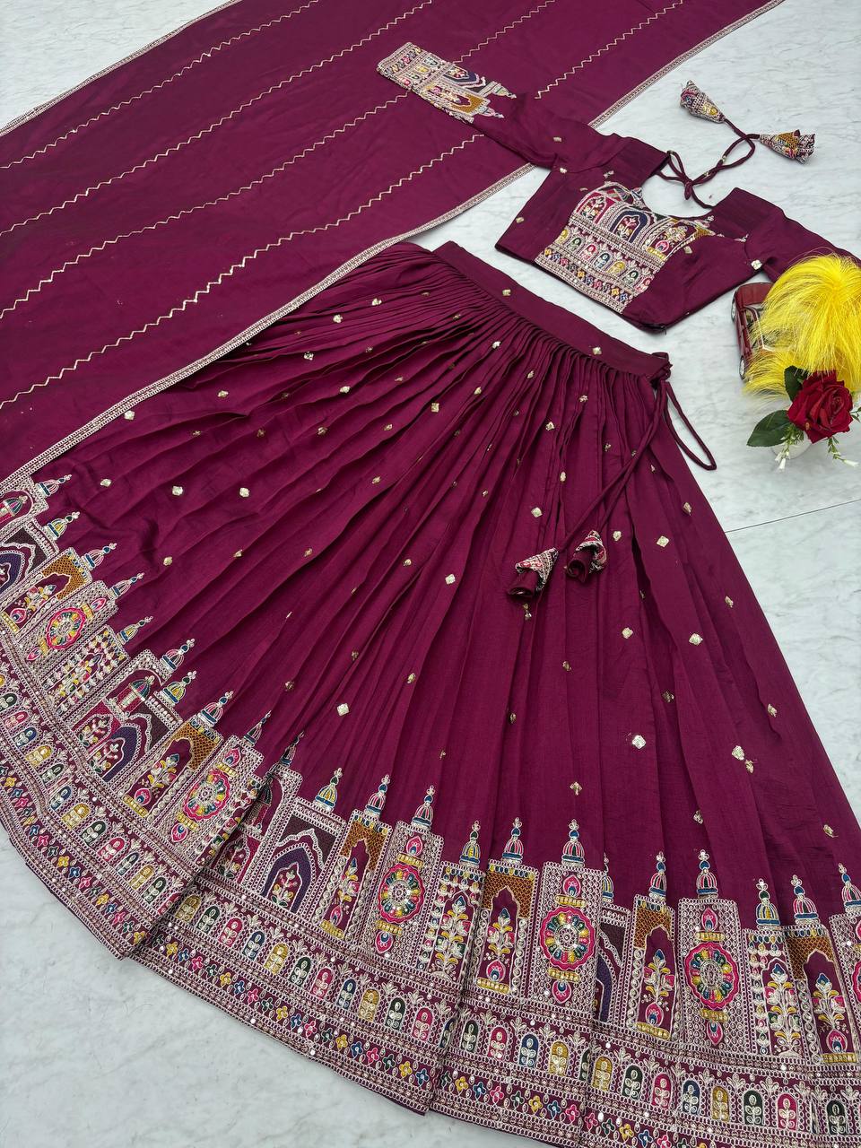 PREMIUM PURE VICHTRA LEHENGA CHOLI SET WITH HEAVY EMBROIDERY & SEQUENCE WORK