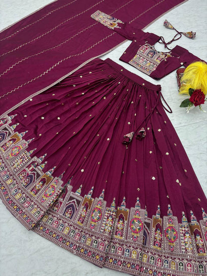 PREMIUM PURE VICHTRA LEHENGA CHOLI SET WITH HEAVY EMBROIDERY & SEQUENCE WORK