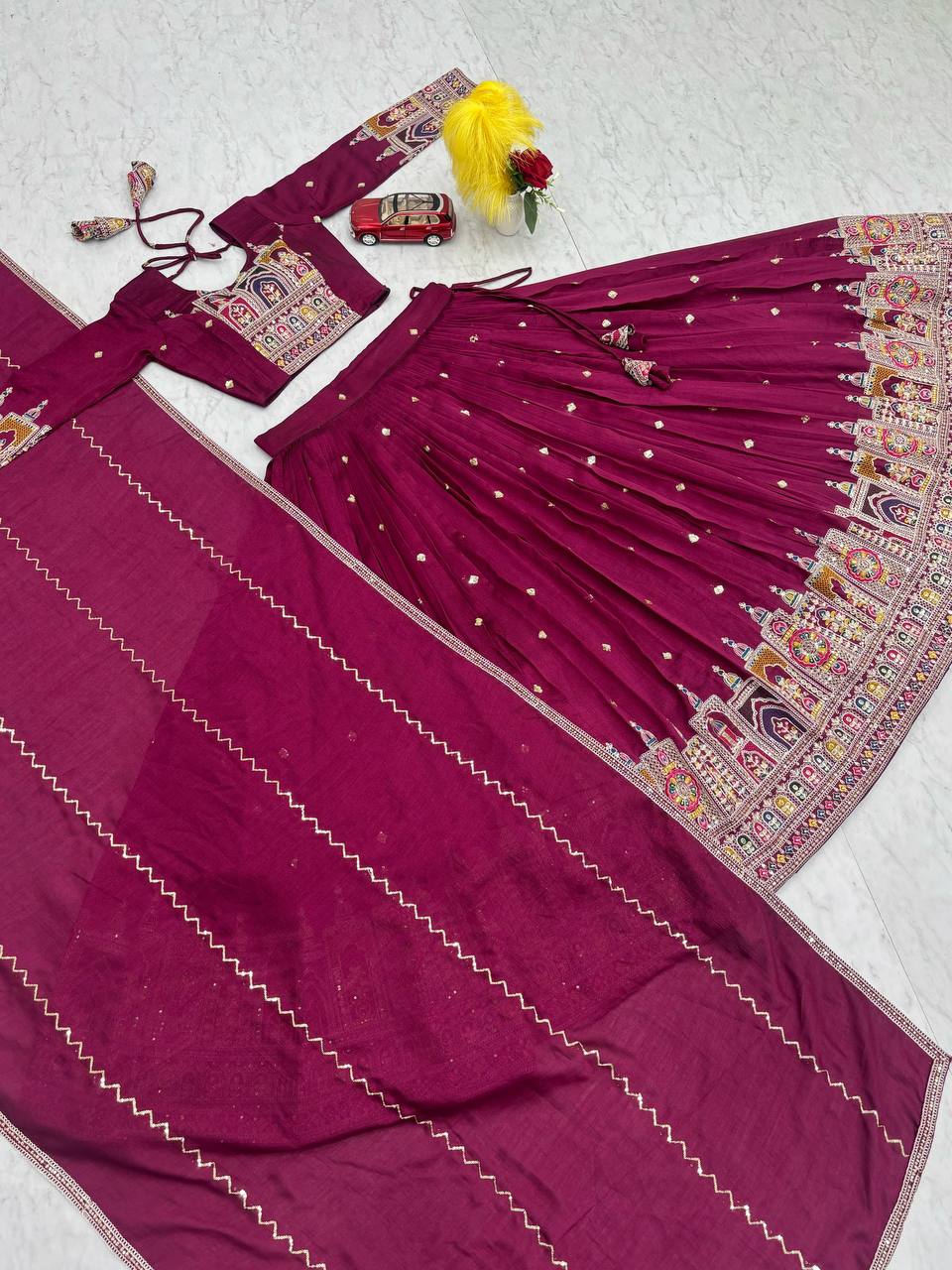 PREMIUM PURE VICHTRA LEHENGA CHOLI SET WITH HEAVY EMBROIDERY & SEQUENCE WORK