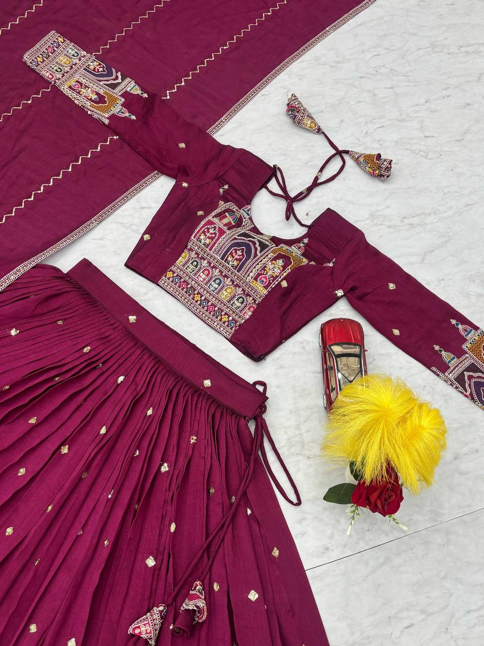 PREMIUM PURE VICHTRA LEHENGA CHOLI SET WITH HEAVY EMBROIDERY & SEQUENCE WORK