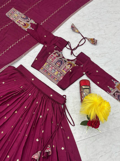 PREMIUM PURE VICHTRA LEHENGA CHOLI SET WITH HEAVY EMBROIDERY & SEQUENCE WORK