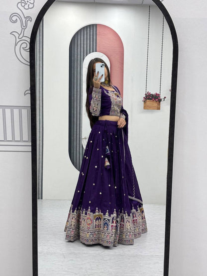 PREMIUM PURE VICHTRA LEHENGA CHOLI SET WITH HEAVY EMBROIDERY & SEQUENCE WORK