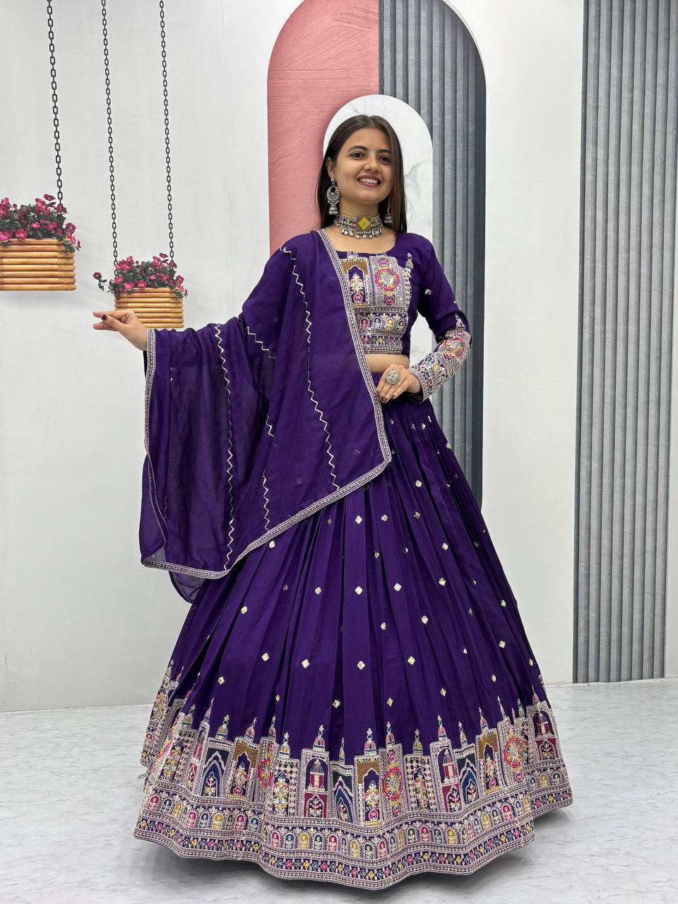 PREMIUM PURE VICHTRA LEHENGA CHOLI SET WITH HEAVY EMBROIDERY & SEQUENCE WORK