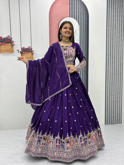 PREMIUM PURE VICHTRA LEHENGA CHOLI SET WITH HEAVY EMBROIDERY & SEQUENCE WORK