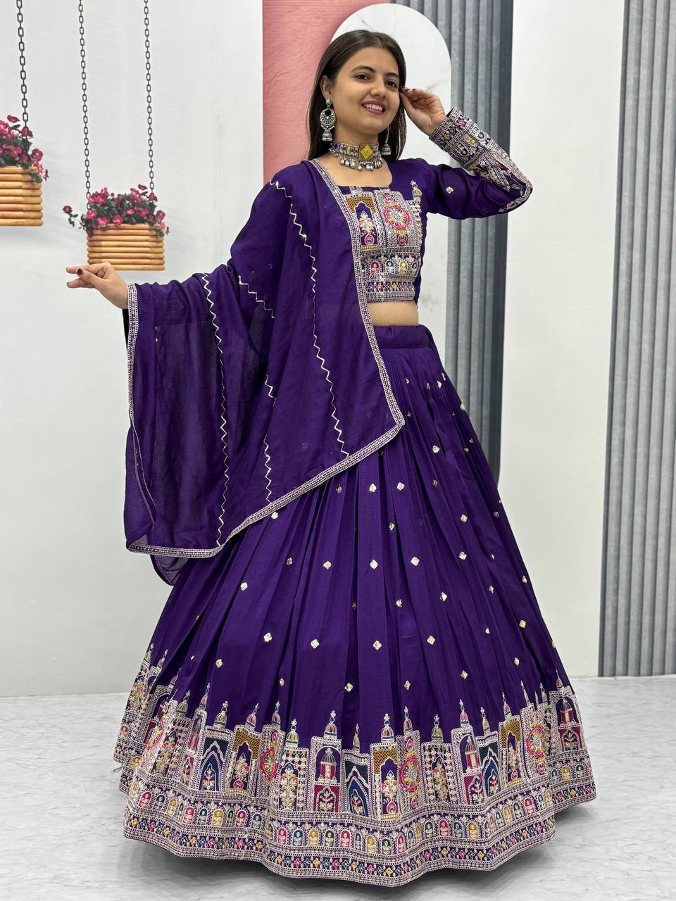 PREMIUM PURE VICHTRA LEHENGA CHOLI SET WITH HEAVY EMBROIDERY & SEQUENCE WORK