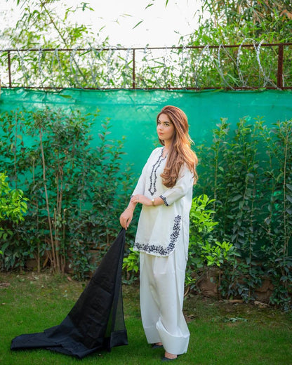 DESIGNER EXCLUSIVE FARSI SALWAR SUIT IN ROMAN SILK WITH ORGANZA DUPATTA