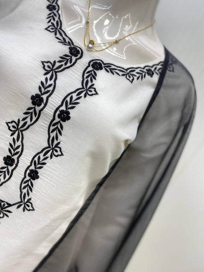 DESIGNER EXCLUSIVE FARSI SALWAR SUIT IN ROMAN SILK WITH ORGANZA DUPATTA