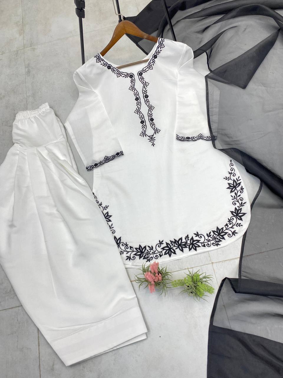 DESIGNER EXCLUSIVE FARSI SALWAR SUIT IN ROMAN SILK WITH ORGANZA DUPATTA