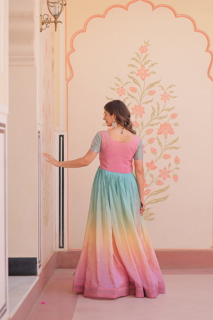 ELEGANT GOLD CRUSH GOWN WITH BEADS EMBROIDERY – PERFECT FOR OCCASIONS