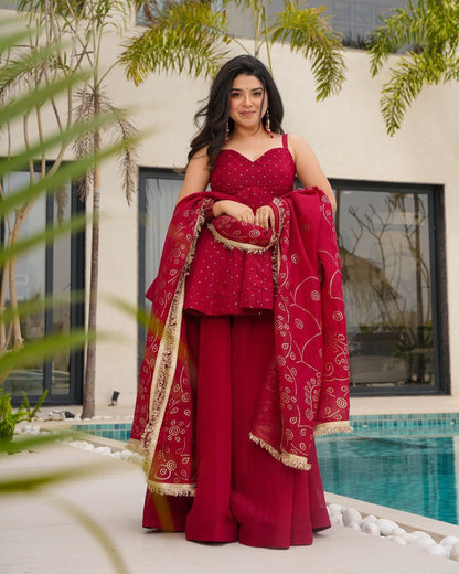 ELEGANT TABBY ORGANZA CO-ORD SET WITH MUKESH WORK & DUPATTA