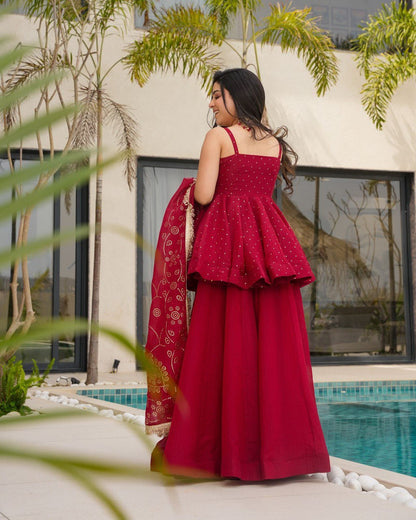 ELEGANT TABBY ORGANZA CO-ORD SET WITH MUKESH WORK & DUPATTA