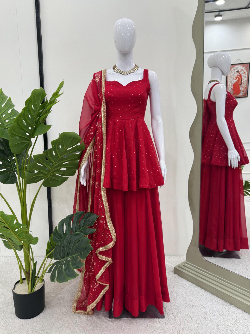 ELEGANT TABBY ORGANZA CO-ORD SET WITH MUKESH WORK & DUPATTA