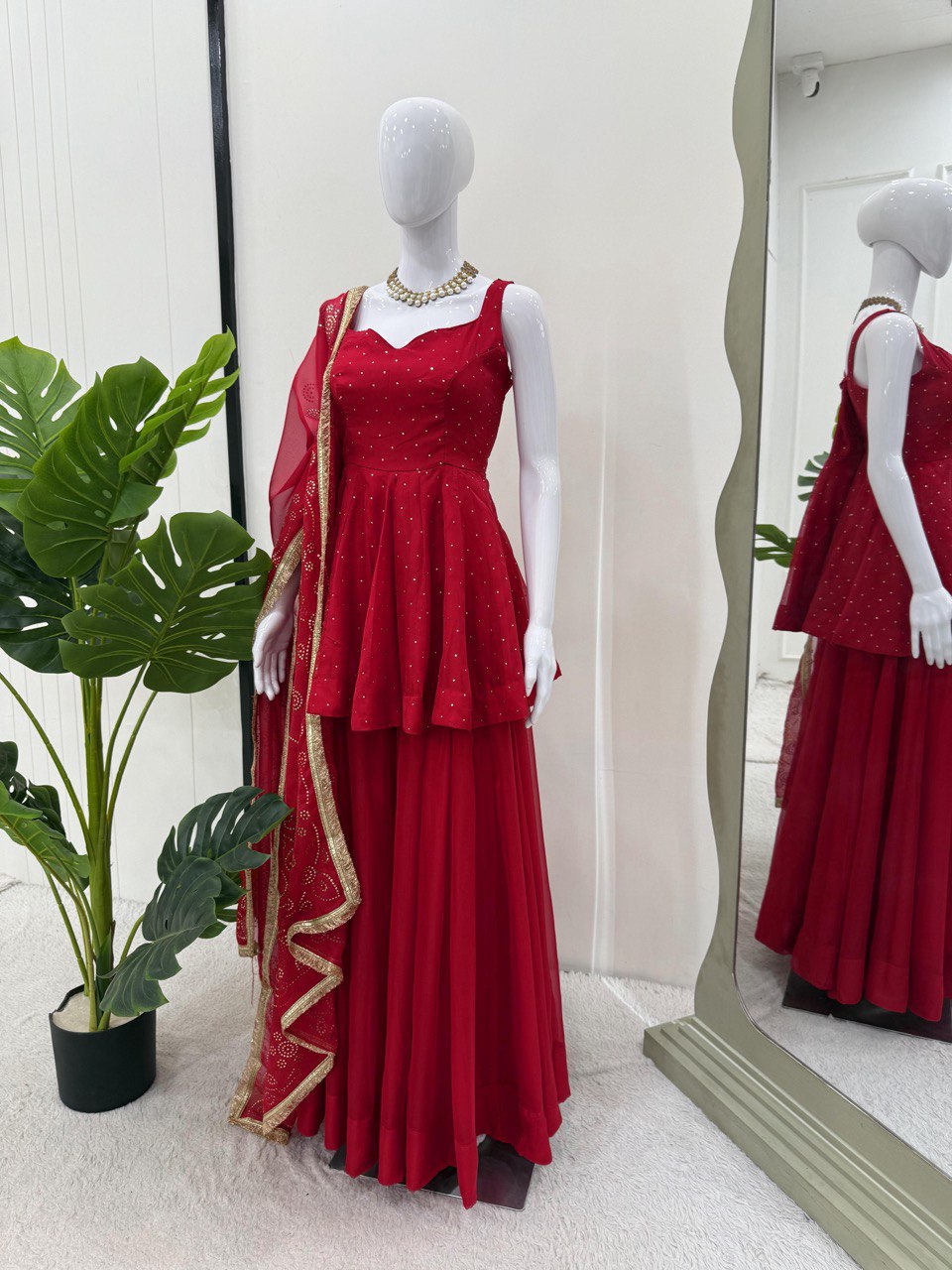 ELEGANT TABBY ORGANZA CO-ORD SET WITH MUKESH WORK & DUPATTA