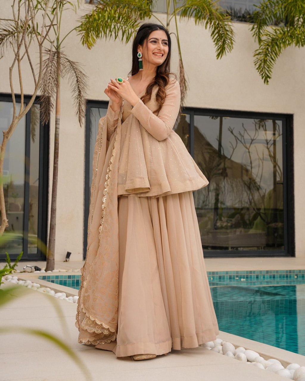 ELEGANT TABBY ORGANZA CO-ORD SET WITH MUKESH WORK & DUPATTA