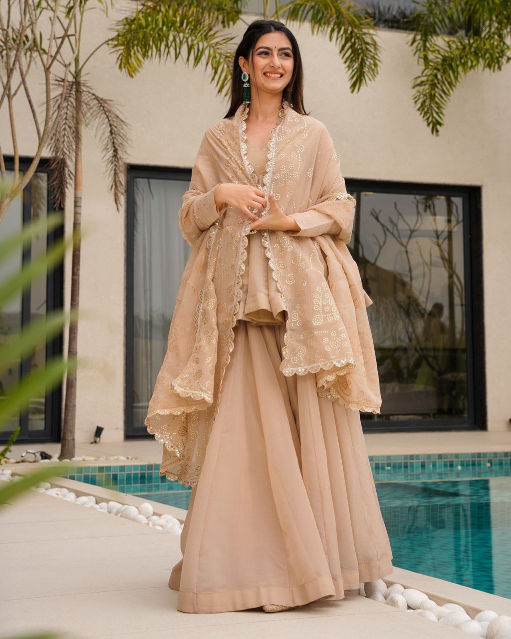 ELEGANT TABBY ORGANZA CO-ORD SET WITH MUKESH WORK & DUPATTA