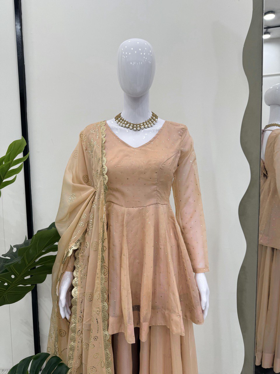 ELEGANT TABBY ORGANZA CO-ORD SET WITH MUKESH WORK & DUPATTA