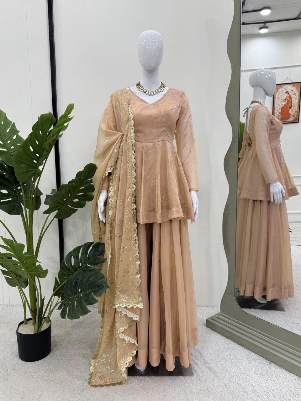 ELEGANT TABBY ORGANZA CO-ORD SET WITH MUKESH WORK & DUPATTA